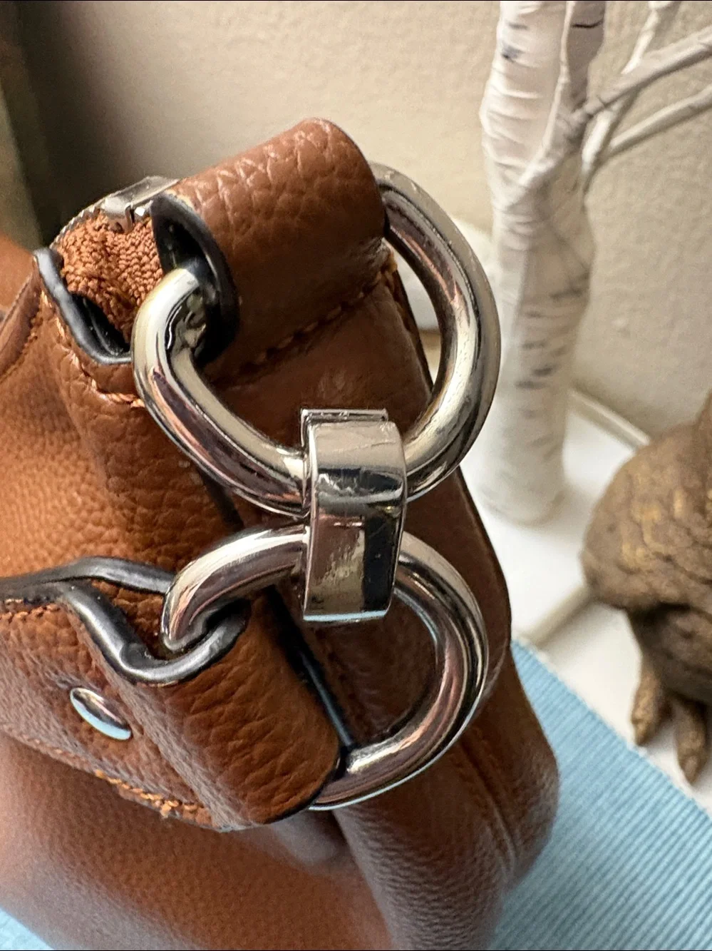 Dana Buchman Cognac Pebbled Leather Shoulder Hobo